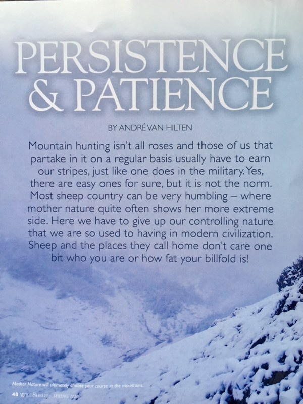 By André van Hilten - Wild Sheep - Spring 2020 Persistence & Patience
